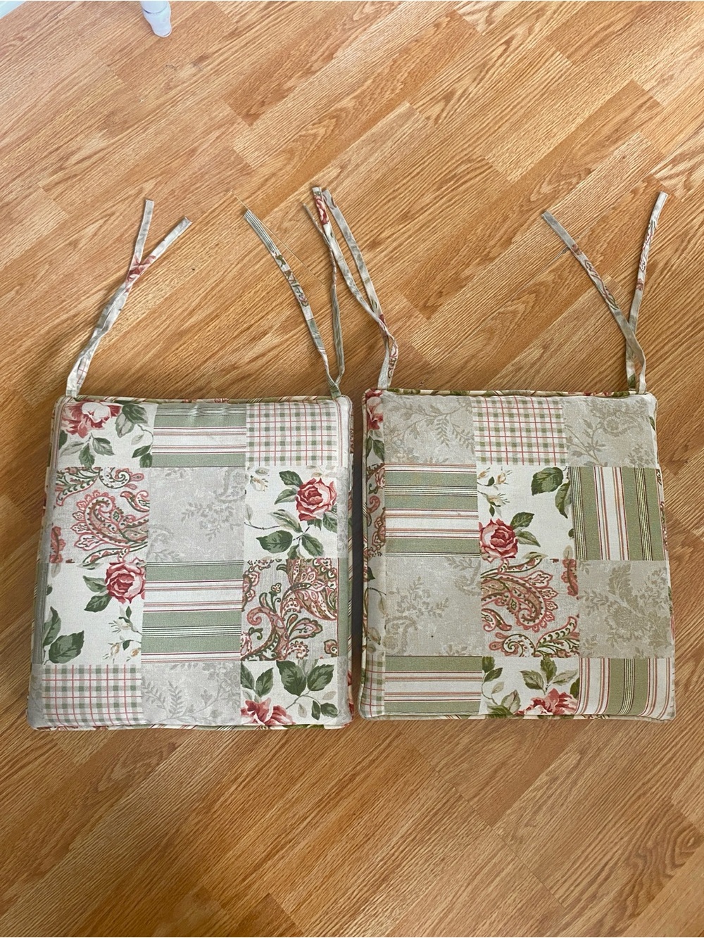 Cottage Core Floral Patchwork Chair Cushion Pair